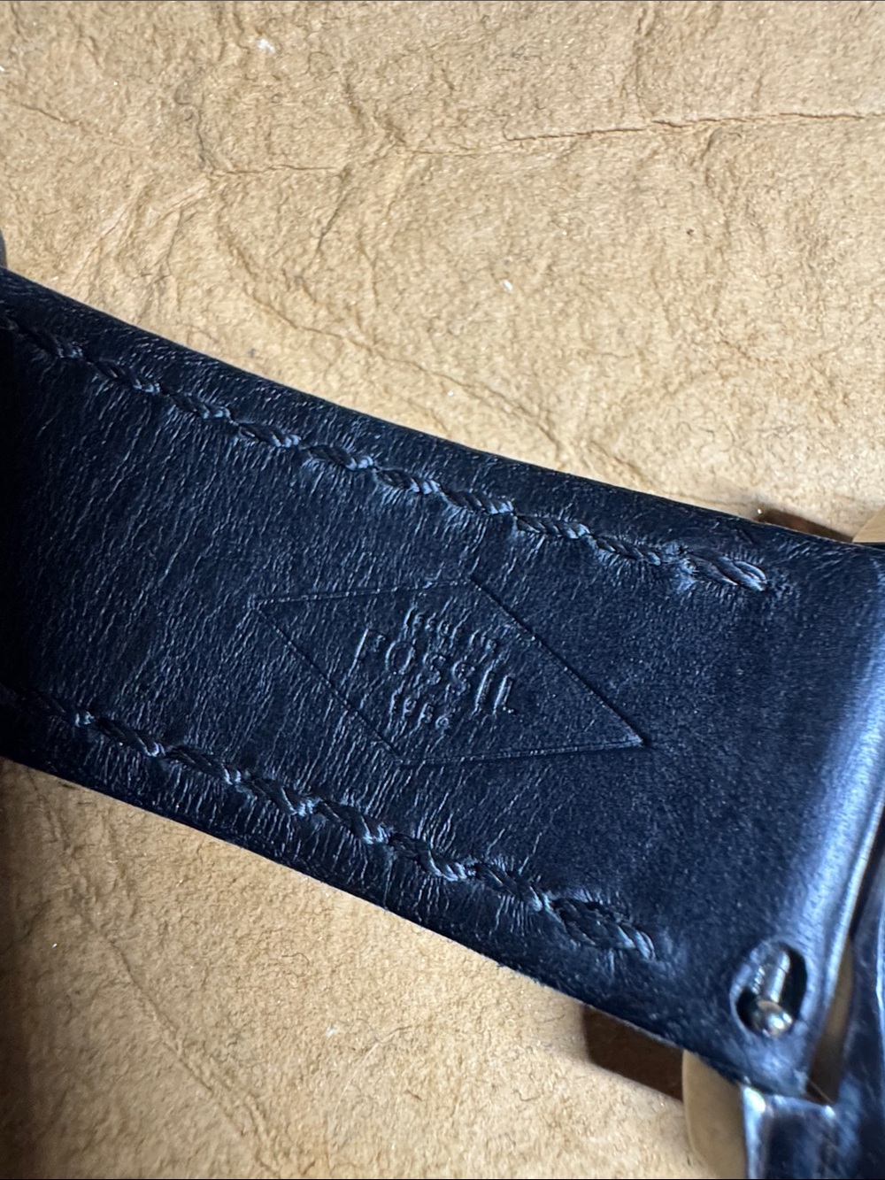 Fossil Men's Black Leather Strap Watch with Blue Dial and Stainless Silver Case - Picture 5 of 10